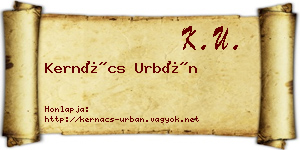 Kernács Urbán névjegykártya